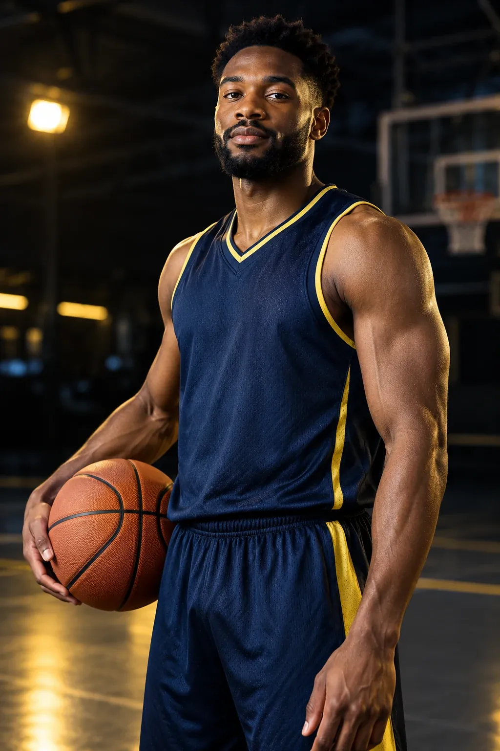 Portret van een basketballer met bal