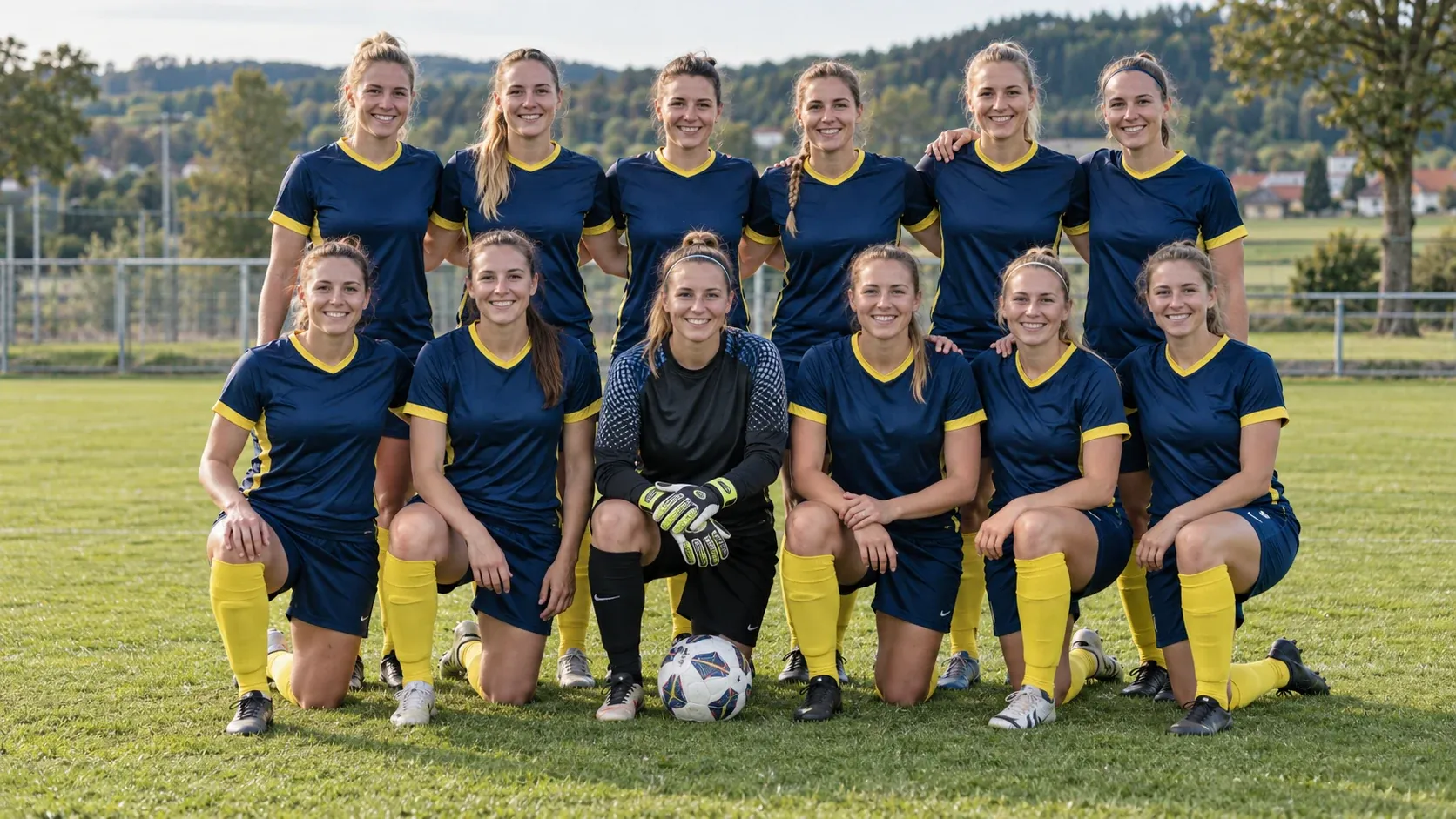 Vrouwenvoetbalteam op het veld