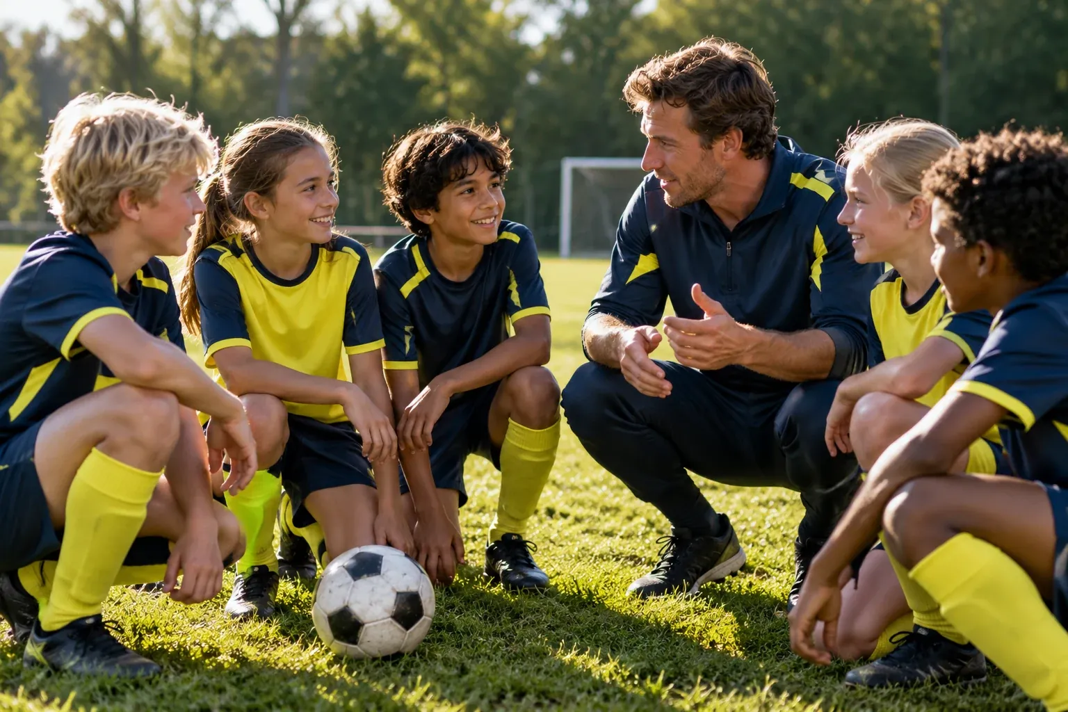 Jeugdteam in overleg met de trainer